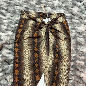 Skims Snake Print Swim Skirt with Knot Detail